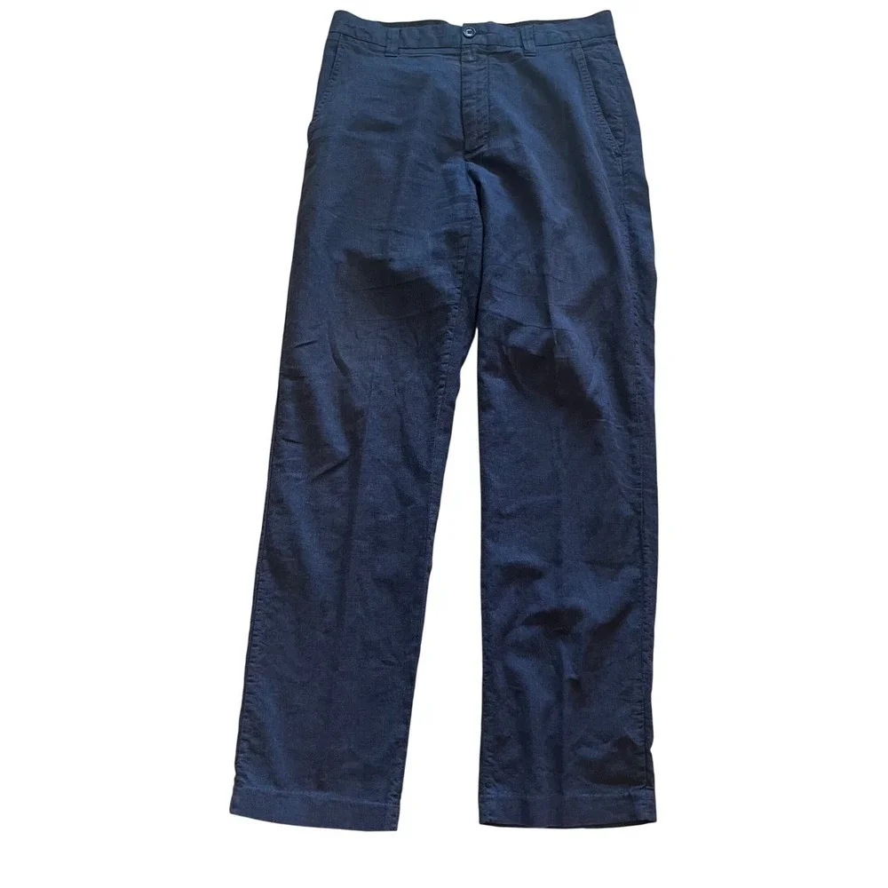 Banana Republic Mens Navy Blue Pinstripe Cotton Linen Pants 32x34 Straight Leg